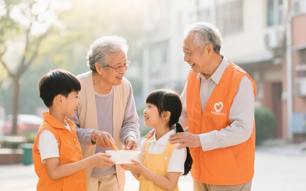 社区老人参与公益活动场景